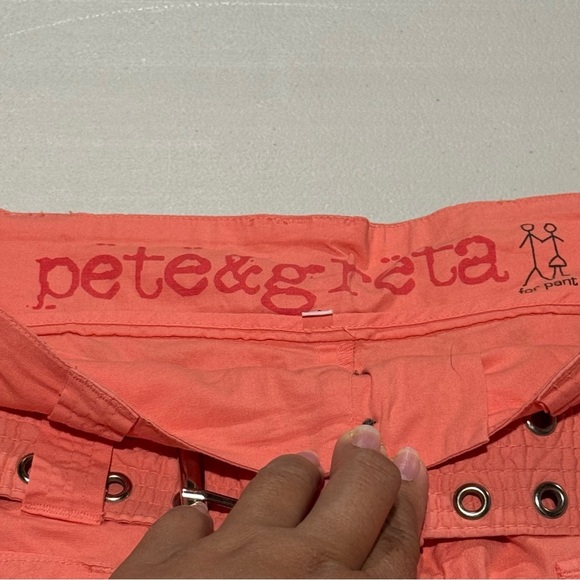 Pete & Greta Johnny Was 10 Unisex Orange Cargo Shorts Y2K Utility Edgy Pockets - Picture 8 of 8
